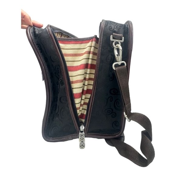 Brighton Carry On Bag Luggage Croc Leather and Fabric EUC Brown & Black - Picture 14 of 16